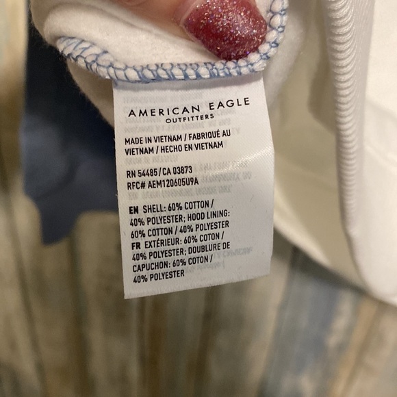 NWT American Eagle AHH-MAZINGLY soft blue and white color block sweatshirt | S - Picture 11 of 14